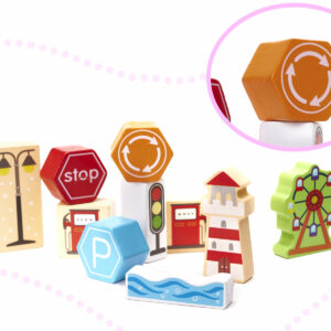 KX6198 Klocki drewniane edukacyjne miasto puzzle 120el