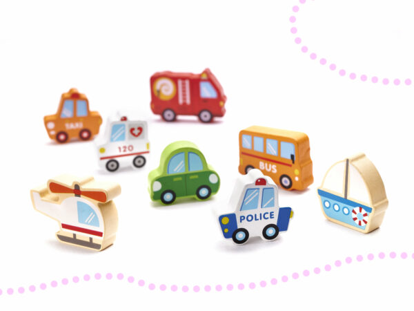 KX6198 Klocki drewniane edukacyjne miasto puzzle 120el