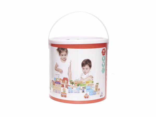 KX6198 Klocki drewniane edukacyjne miasto puzzle 120el