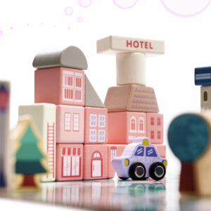 Klocki drewniane edukacyjne miasto puzzle 135el