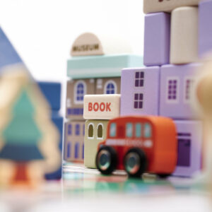 KX6196 Klocki drewniane edukacyjne miasto puzzle 115el