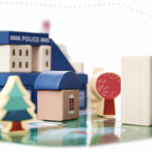 Klocki drewniane edukacyjne miasto puzzle 135el