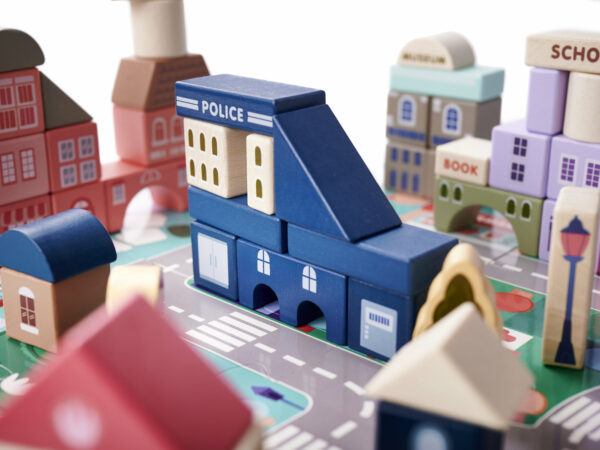 KX6196 Klocki drewniane edukacyjne miasto puzzle 115el