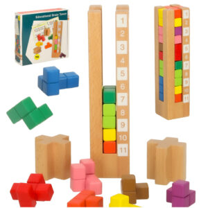 Klocki drewniane edukacyjne ukladanka Montessori kolorowe