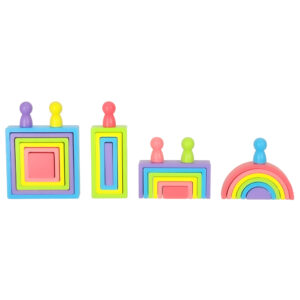 Klocki drewniane edukacyjne ukladanka tecza puzzle montessori tecza kolorowe