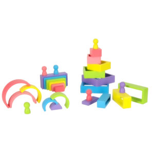 Klocki drewniane edukacyjne ukladanka tecza puzzle montessori tecza kolorowe