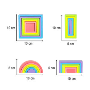 Klocki drewniane edukacyjne ukladanka tecza puzzle montessori tecza kolorowe