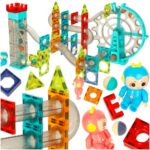 Klocki magnetyczne magnetic sticks marble tor kulkowy z dzwiekiem muzyka grajacy 118 elementow