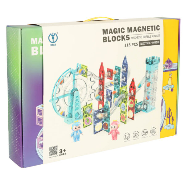 Klocki magnetyczne magnetic sticks marble tor kulkowy z dzwiekiem muzyka grajacy 118 elementow