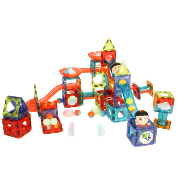 Klocki magnetyczne marble tor kulkowy swiecacy 202 elementy