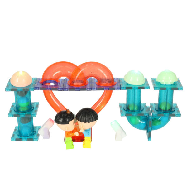 Klocki magnetyczne marble tor kulkowy swiecacy 202 elementy