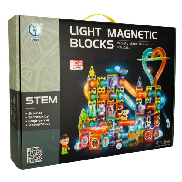 Klocki magnetyczne marble tor kulkowy swiecacy 202 elementy