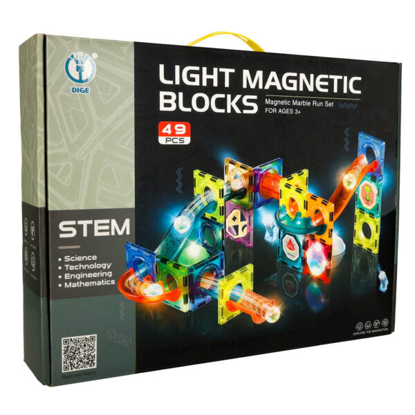 Klocki magnetyczne marble tor kulkowy swiecacy 49 elementow