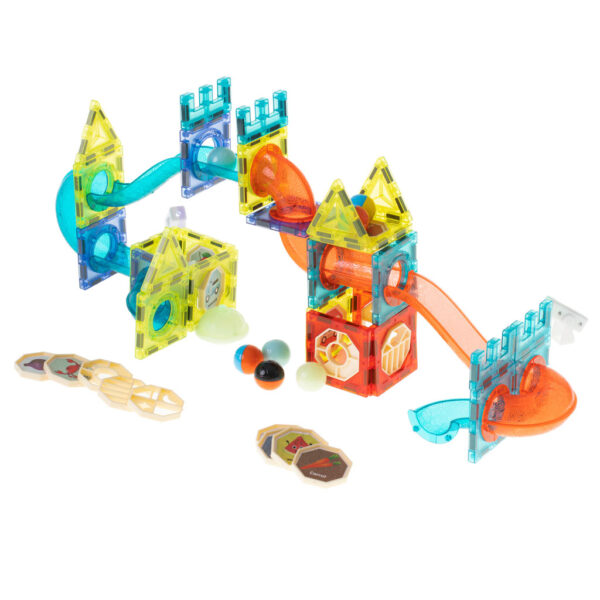 Klocki magnetyczne marble tor kulkowy swiecacy 75 elementow