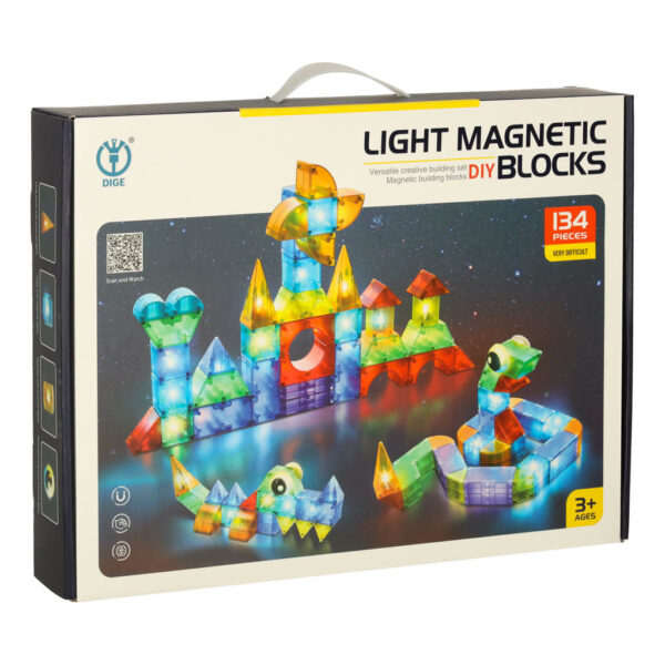Klocki magnetyczne swiecace 134 el