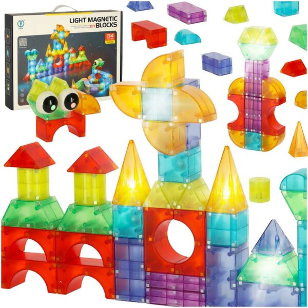Klocki magnetyczne swiecace 134 el