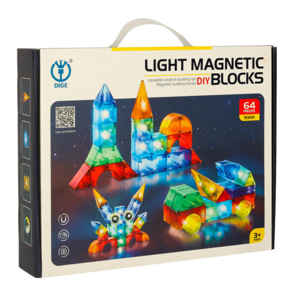 Klocki magnetyczne swiecace 64 el