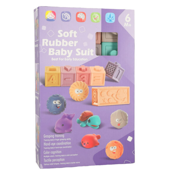 Klocki pilki sensoryczne miekkie edukacyjne 15 elementow