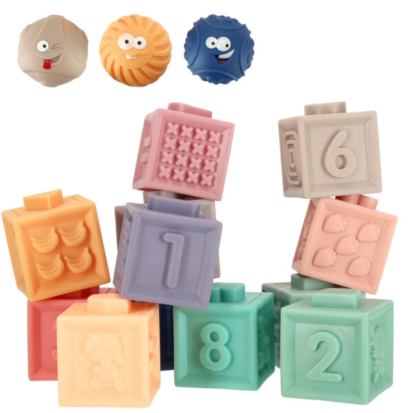 Klocki pilki sensoryczne miekkie edukacyjne 15 elementow