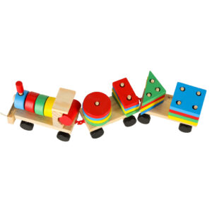 Kolejka pociag lokomotywa klocki drewniane sorter ukladanka zrecznosciowa 30cm