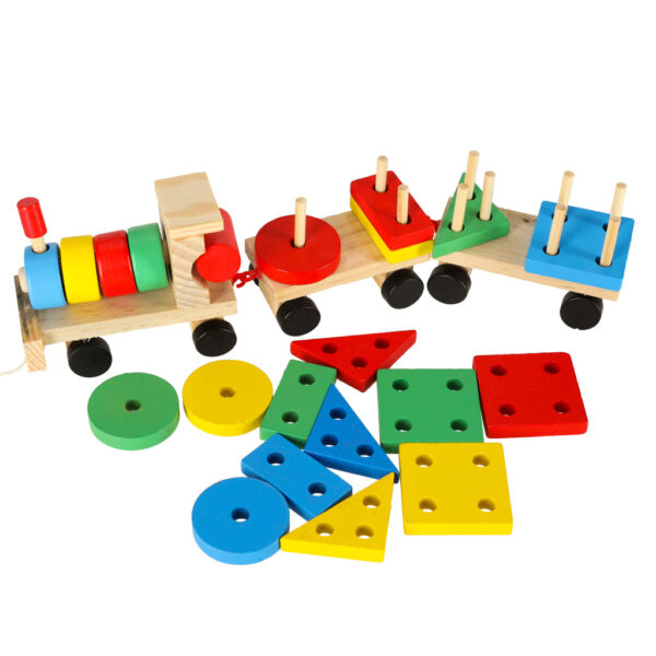 Kolejka pociag lokomotywa klocki drewniane sorter ukladanka zrecznosciowa 30cm