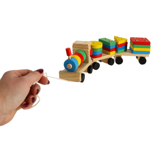 Kolejka pociag lokomotywa klocki drewniane sorter ukladanka zrecznosciowa 30cm