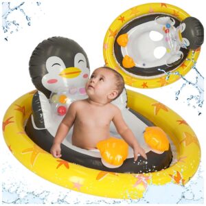 Kolko do plywania dla niemowlat kolo pontonik dla dzieci dmuchany z siedziskiem pingwin max 23kg 3 4lata INTEX