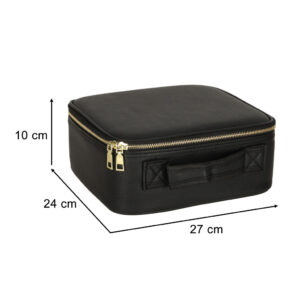 Kosmetyczka organizer na kosmetyki bizuterie kuferek z lusterkiem LED czarny
