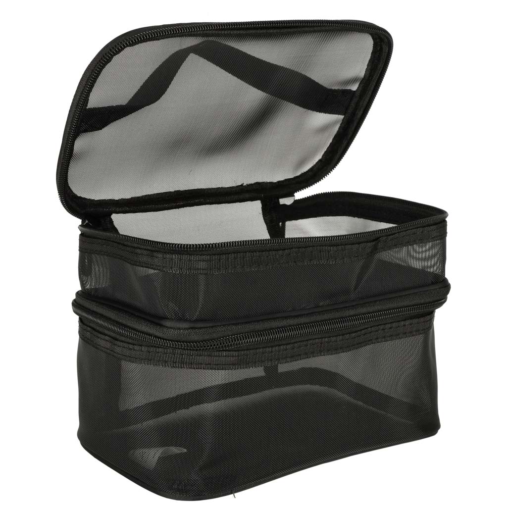 Kosmetyczka podrozna organizer skladany pietrowy do przechowywania kosmetykow akcesoriow czarny