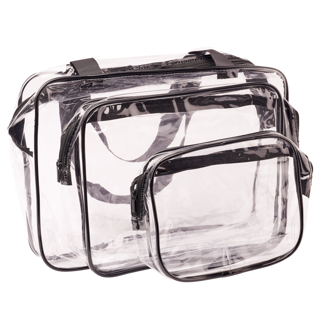 Kosmetyczka przezroczysta transparentna podrozna organizer do samolotu 3 sztuki