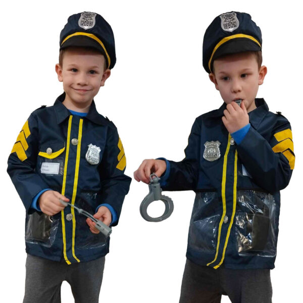 Kostium stroj karnawalowy policjant kajdanki zestaw 3 8 lat