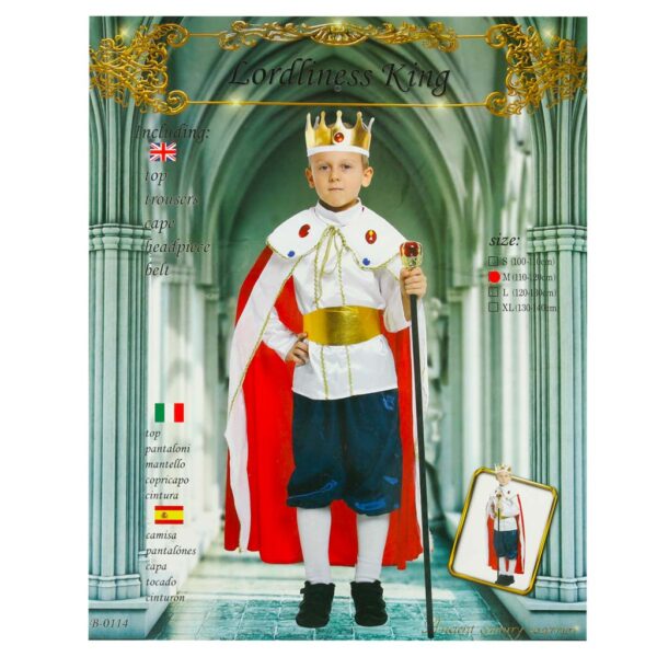 Kostium stroj karnawalowy przebranie krol korona peleryna jaselka rozmiar M