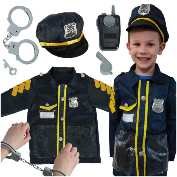 Kostium stroj karnawalowy przebranie policjant kajdanki czapka zestaw 3 8 lat