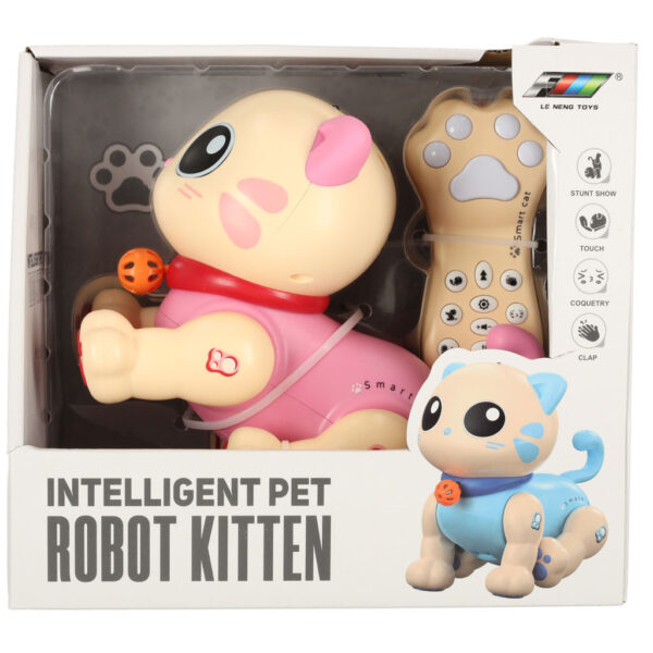Kot zdalnie sterowany na pilota RC robot skacze spiewa