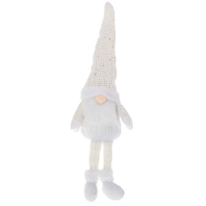Krasnal skrzat swiateczny z broda bialy 47cm
