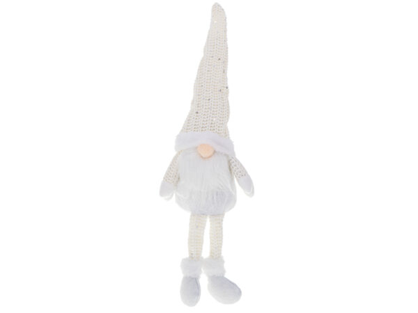 Krasnal skrzat swiateczny z broda bialy 47cm