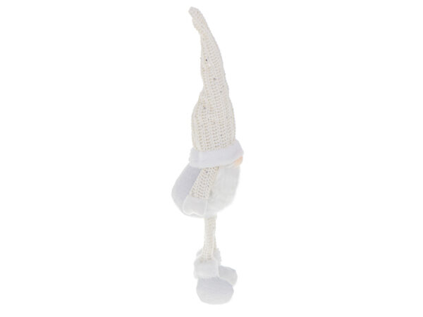Krasnal skrzat swiateczny z broda bialy 47cm