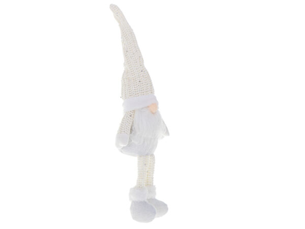 Krasnal skrzat swiateczny z broda bialy 47cm