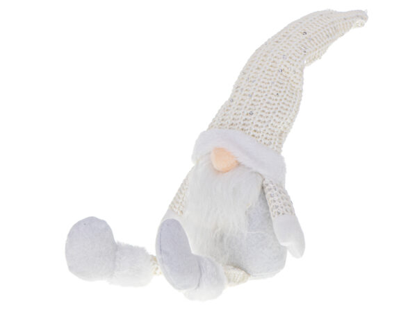 Krasnal skrzat swiateczny z broda bialy 47cm