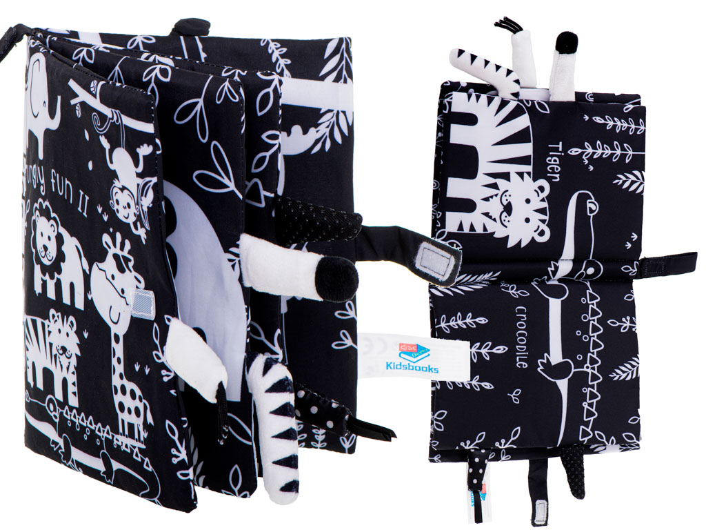 Ksiazeczka sensoryczna miekka ogony zwierzat safari