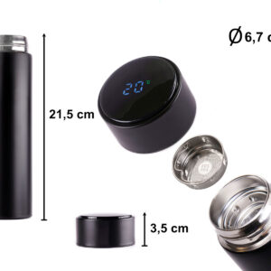 Kubek bidon termiczny termos smart LED 500ml czarny