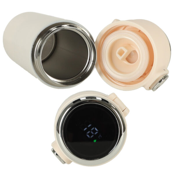 Kubek bidon termiczny z ustnikiem termos LED 420ml bezowy