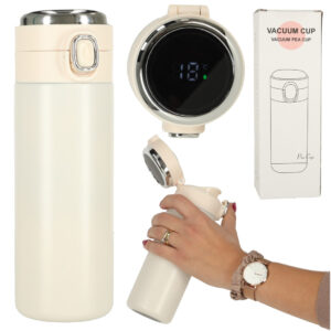 Kubek termiczny z ustnikiem termos LED 420ml bezowy