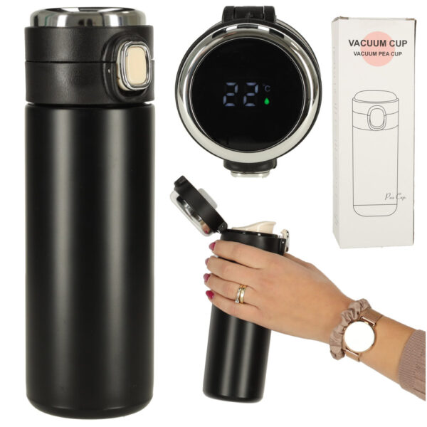 Kubek termiczny z ustnikiem termos LED 420ml czarny Kubek termiczny z ustnikiem termos LED 420ml czarny