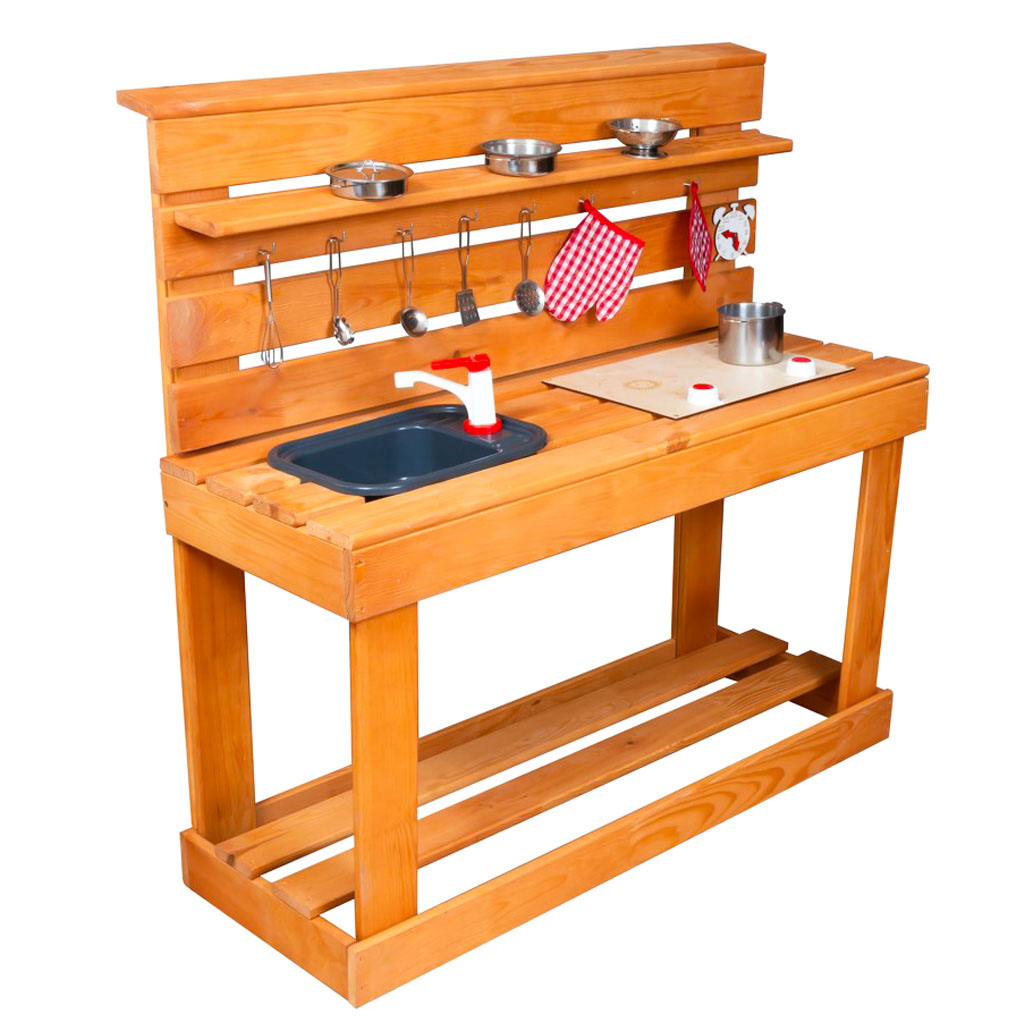 Kuchnia blotna ogrodowa na podworko z akcesoriami drewniana