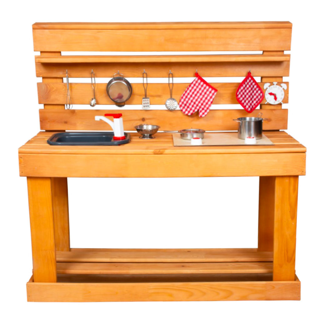 Kuchnia blotna ogrodowa na podworko z akcesoriami drewniana