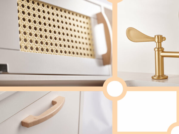 KX6284 Holzküche MDF Retro mit Boho -Zubehör