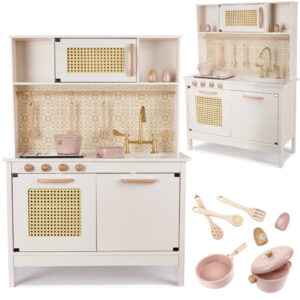 KX6284 Holzküche MDF Retro mit Boho -Zubehör