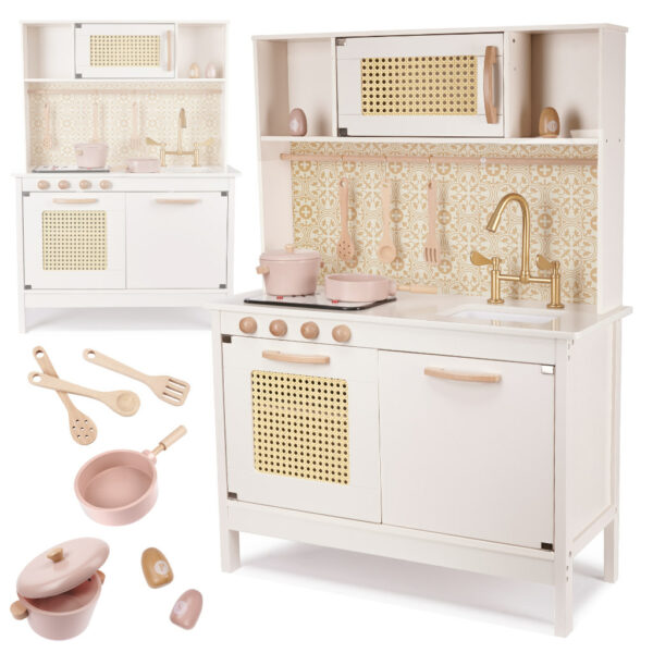 KX6284 Holzküche MDF Retro mit Boho -Zubehör