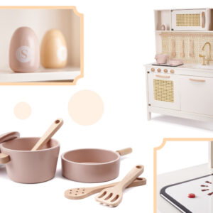 KX6284 Holzküche MDF Retro mit Boho -Zubehör